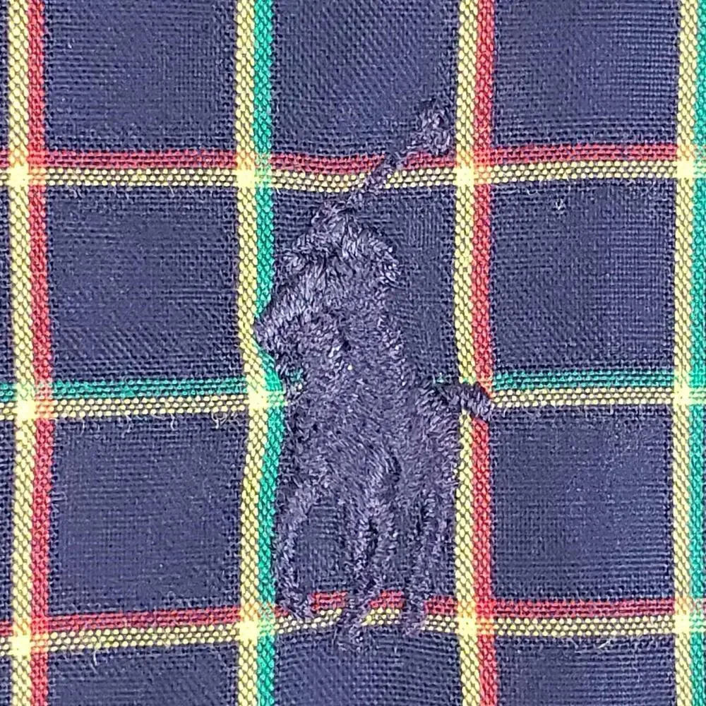 Polo Ralph Lauren Oxford Shirt Men's Medium M Navy Blue Plaid LS Button Down